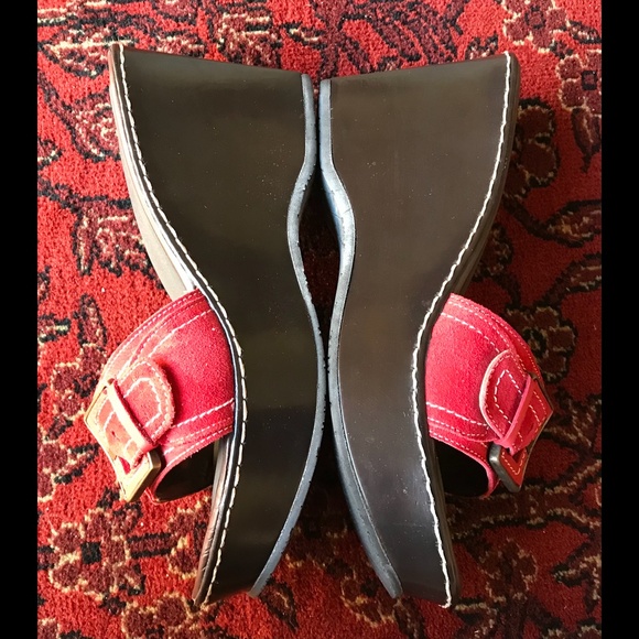 DONALD J PLINER NORDSTROM COMFORTABLE RED SUEDE WEDGES w/ BOX SZ 7M - Picture 9 of 16